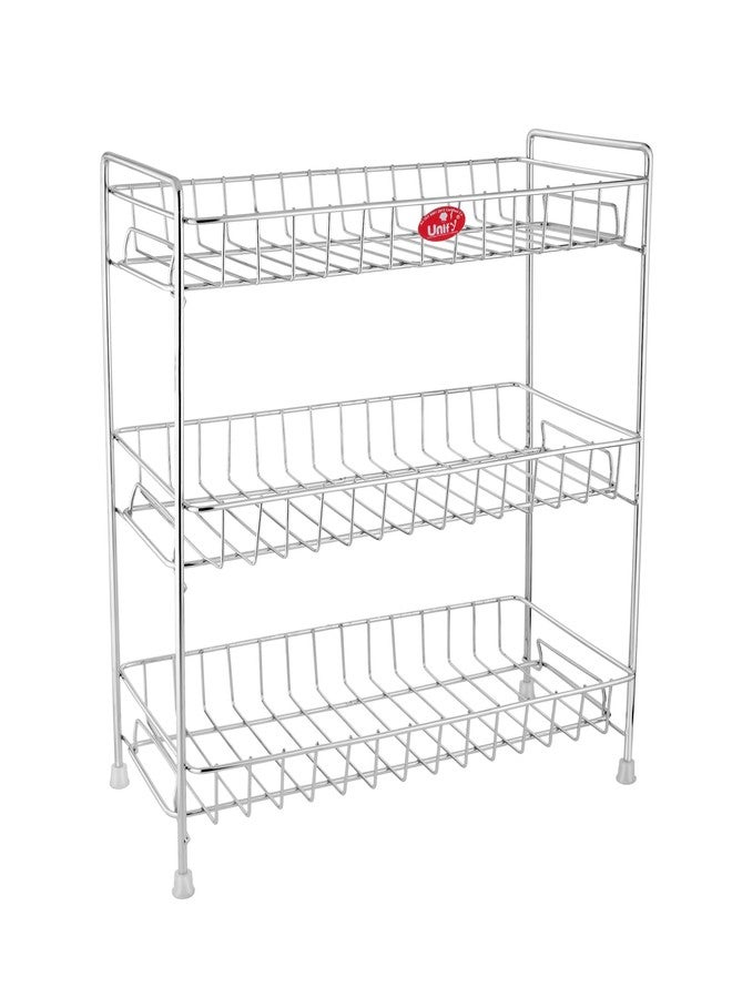 Unify Stainless Steel 3 Tier Kitchen Countertop Spice Container Organizer Rack with Shelf Liner for Kitchen/Cabinet/Pantry/Office (Rectangle), 39L x 19.5B x 50H cm - Image 3